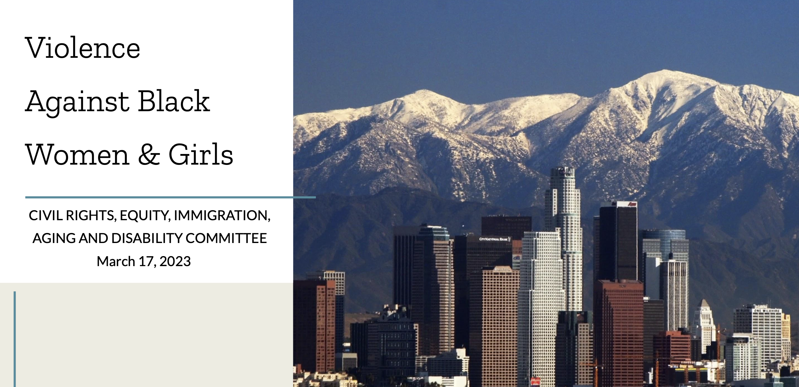 Presentation Cover for the Report regarding Violence Against Black & Latina Women